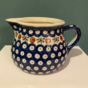 Boleslawiec Polish pottery gravy pitcher Handmade